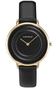 Elegante reloj de mujer con efecto de anillo de agua negro y acabado dorado de la colección Aistrup Raindrop en 35mm | AIW7710