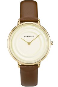 Elegante reloj de mujer con efecto de anillos de agua color crema y acabado dorado de la exclusiva colección Aistrup Raindrop | AIW7718