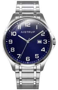 Reloj de hombre de titanio con esfera azul, números grandes y claros y visualización de fecha en brazalete de titanio de la colección Aistrup Titanium Sapphire | AIW7903