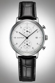 Aistrup AIW8601 Classic Infinity Chronograph reloj de hombre con esfera blanca y correa de cuero | AIW8601