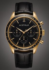 Aistrup AIW8701 Classic Sapphire Chronograph reloj de hombre con esfera negra y detalles dorados | AIW8701