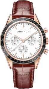 Aistrup AIW8702 Classic Sapphire Chronograph reloj de hombre con esfera blanca y correa de cuero marrón | AIW8702