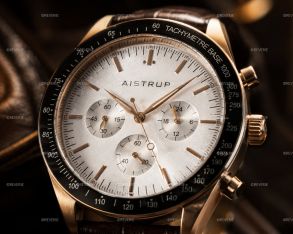 Aistrup AIW8702 Classic Sapphire Chronograph reloj de hombre con esfera blanca y correa de cuero marrón | AIW8702