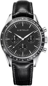 Aistrup AIW8704 Classic Sapphire Chronograph reloj de hombre con esfera negra y correa de cuero | AIW8704