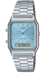 Reloj Casio Vintage de doble pantalla con esfera azul de acero | AQ-230A-2A1MQYES