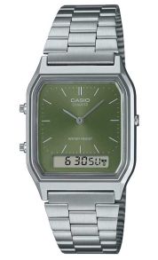 Reloj Casio rectangular analógico-digital con esfera verde Sunray | AQ-230A-3AMQYES