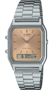 Reloj vintage de doble pantalla Casio dorado digital-analógico con esfera Sunray | AQ-230A-4AMQYES