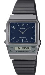 Reloj retro Casio de doble pantalla con esfera azul marino y correa ionizada | AQ-800EB-2AEF