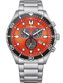 Citizen Eco-Drive cronógrafo en acero con movimiento H500 y esfera naranja | AT2560-84X