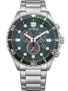 Citizen Eco-Drive cronógrafo en acero con movimiento H500 y esfera verde | AT2561-81X