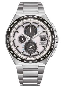 Citizen Super Titanium Eco-Drive radio-controlado cronógrafo | Hora mundial y cristal de zafiro | AT8238-84A