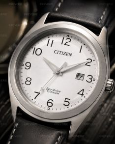 Citizen Eco-Drive Titanium reloj de hombre con correa de cuero | AW1640-16A