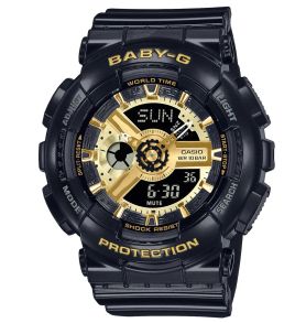 Reloj deportivo Baby-G negro y dorado con diseño Mechanical Gear | BA-110X-1AER