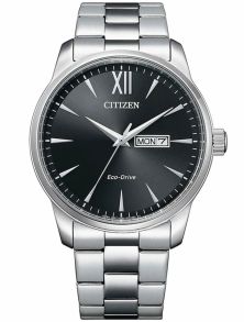 Citizen Eco-Drive reloj de hombre en acero | Esfera negra con números romanos | BM8550-81E