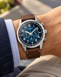 Citizen Eco-Drive reloj de hombre con cronógrafo y correa de cuero | CA4420-13L