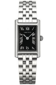 Carrie Taylor Petite Silver Rectangular Black Dial 19mm