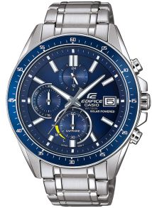 Reloj solar Edifice para hombre con esfera azul y cristal de zafiro | EFS-S510D-2AVUEF