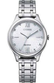 Citizen elegante reloj de mujer con Eco-Drive y esfera con patrón en acero inoxidable | EM0500-73A