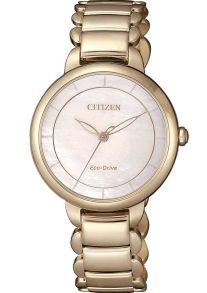 Citizen Eco-drive reloj de mujer con esfera de nácar | Elegancia chapada en oro rosa con seis meses de reserva de marcha | EM0673-83D