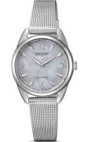 Citizen Eco-Drive reloj de mujer con esfera de nácar y correa de malla | EM0681-85