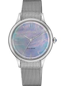 Citizen elegante reloj de mujer con Eco-Drive y esfera de nácar en correa de malla | EM0810-84N