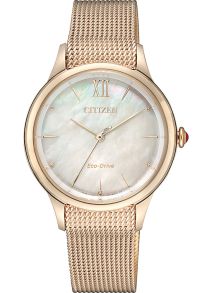 Citizen Eco-Drive reloj de mujer con esfera de nácar y correa de malla | EM0813-86Y