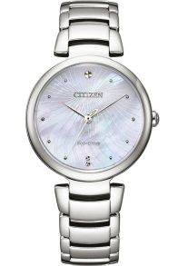 Citizen Eco-Drive reloj de mujer con esfera de nácar y diseño de acero | EM0850-80D