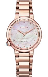 Citizen elegante reloj de mujer con Eco-Drive y diamante en rosé PVD | EM0912-84Y