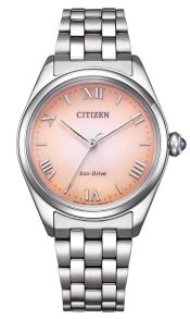 Citizen Eco-Drive reloj de mujer con esfera rosa y números romanos | EM1140-80X