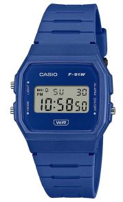 Reloj digital Casio azul ecológico con correa de resina bio-based | F-91WB-2A1EF
