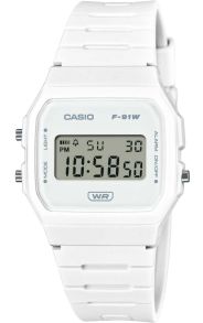 Reloj digital clásico Casio blanco con correa de base biológica | F-91WB-7AEF