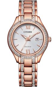 Citizen Silhouette Crystal reloj de mujer con Eco-Drive y cristales en PVD rosado | FE1233-52A