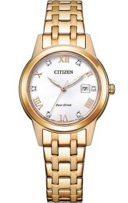Citizen Eco-Drive reloj de mujer con cristales y brazalete de acero en oro rosa | FE1243-83A