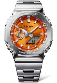 Reloj G-Shock metálico con esfera naranja y bisel de acero inoxidable 200M | GM-2110D-4AER