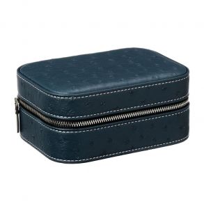 IHS FP4 2 Slot Watch Travel Bag Blue Leather Ostrich