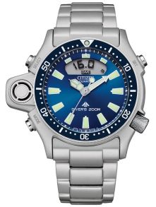 Citizen Promaster Aqualand reloj de buceo en acero | Medidor de profundidad profesional con esfera azul | JP2000-67L
