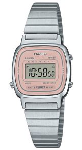 Reloj digital Casio Retro Chic con esfera rosa y pulsera de eslabones oblongos | LA670WEA-4A2EF