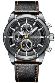 Mini Focus Trend Chronograph Gunmetal Leather 0161