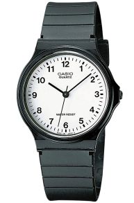 Reloj analógico Casio con esfera blanca y caja de resina negra | MQ-24-7BLLEG