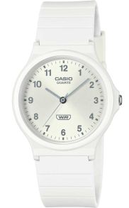 Reloj analógico minimalista Casio de resina ecológica con esfera blanca | MQ-24B-7BEF