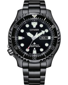 Citizen Promaster automático reloj de buceo con certificación ISO | Reloj de buceo profesional negro con 200m de resistencia al agua | NY0145-86EE