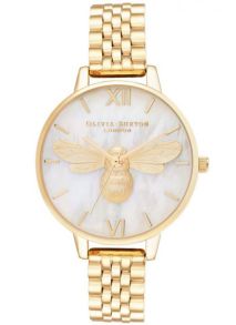 Olivia Burton Lucky Bee MOP Demi Dial Gold OB16FB18
