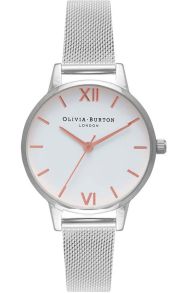 Olivia Burton White Dial Midi Rose Gold & Silver Mesh OB16MDW22