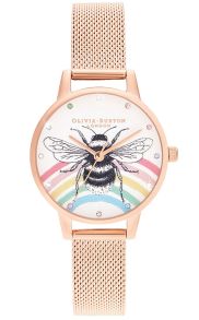 Olivia Burton Rainbow Bee & Rose Gold Mesh OB16WL90