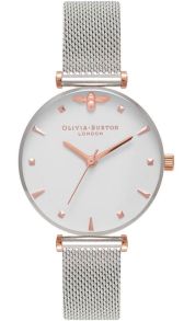 Olivia Burton Queen Bee Silver & Rose Gold Mesh OB16AM140