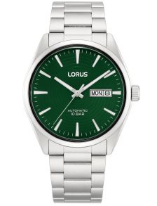 Lorus Mens 100m Automatic Day-Date Green Steel 42mm