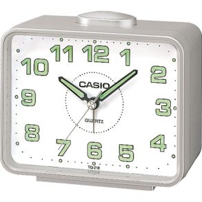Reloj despertador analógico luminoso Casio plateado con función de repetición | TQ-218-8EF