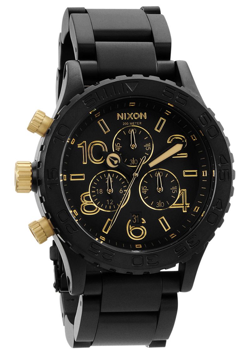 時計 NIXON THE 42-20 CHRONO ALL BLACKS SNRISE Nixon 42 20 Chrono (All Black/Tortoise) at Switch Skateboarding