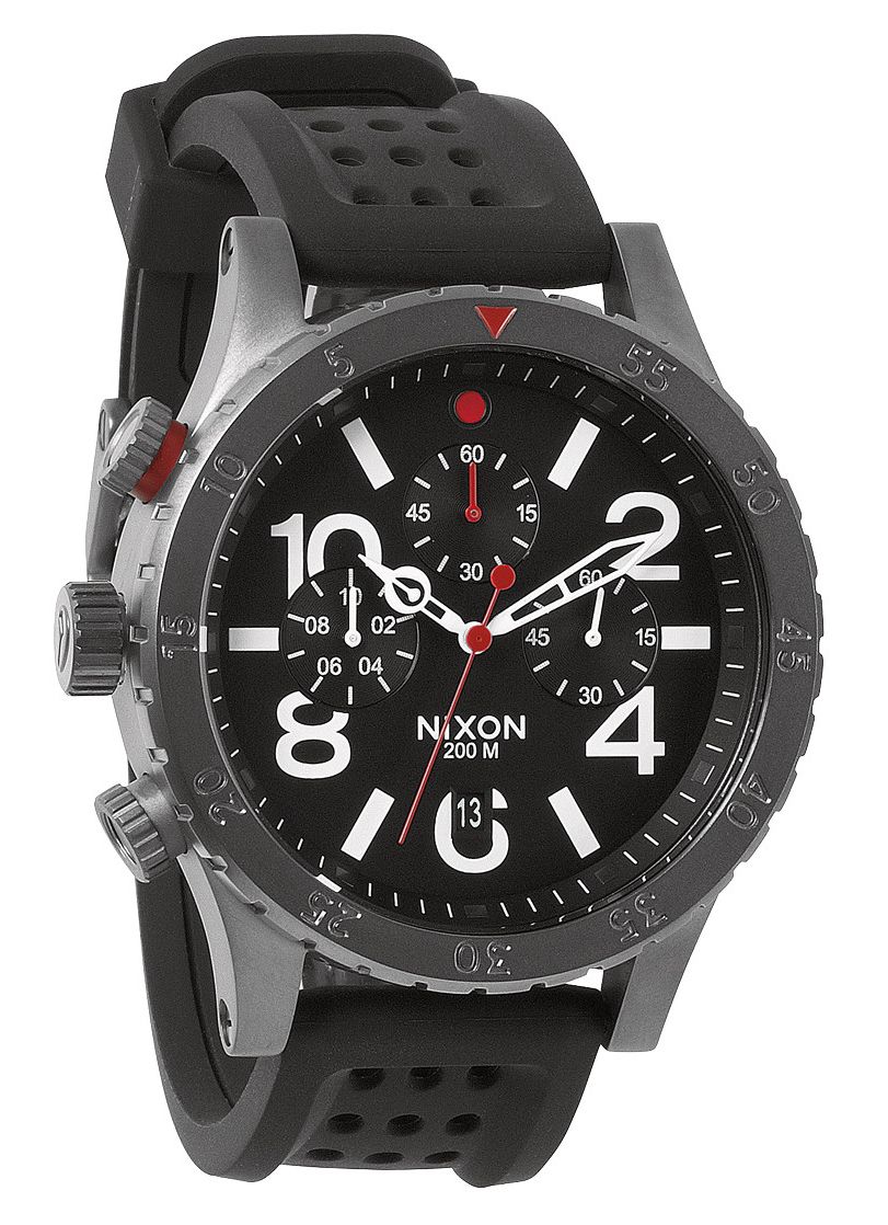 【重厚・逸品】NIXON ニクソン 48-20 CHRONO ガンメタル×レッド Nixon 48-20 Chrono P Gunmetal/Black/Red A278-1426