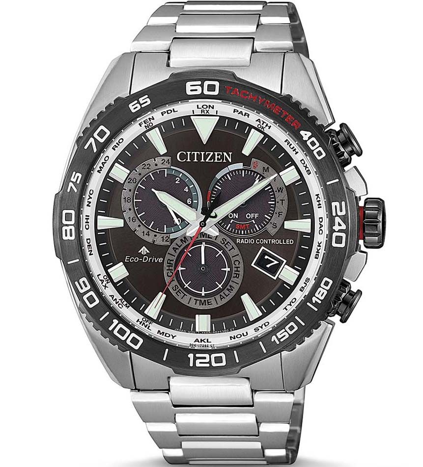 ＣＫページ Citizen Promaster Land cronógrafo | Reloj de acero controlado por